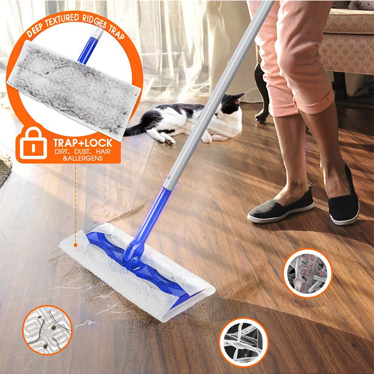 100% Polyester 65gsm Disposable Non Woven Cleaning Wipe Electrostatic Dry Mop Floor Cloth